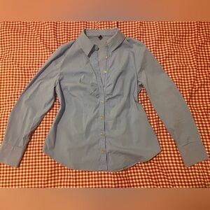 Women’s Baby Blue Button Down Blouse Office Style